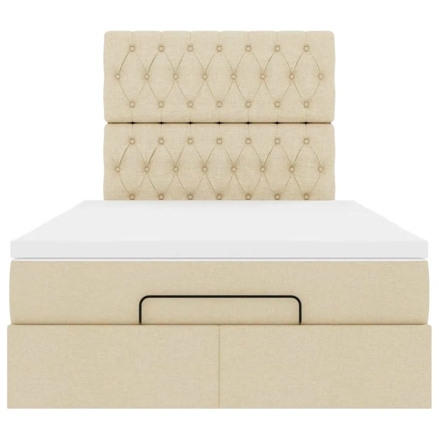 Cadre de lit ottoman avec matelas crème 120x190 cm tissu - 8