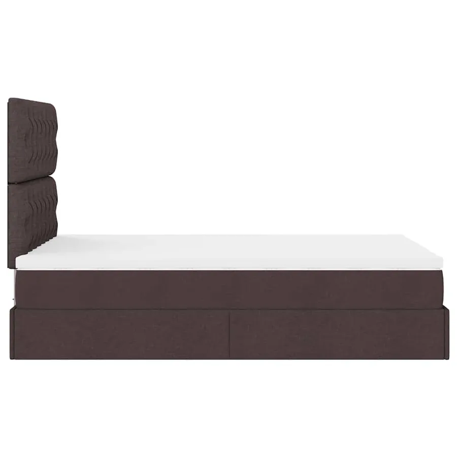 Cadre de lit ottoman avec matelas marron foncé 120x190 cm tissu - 11
