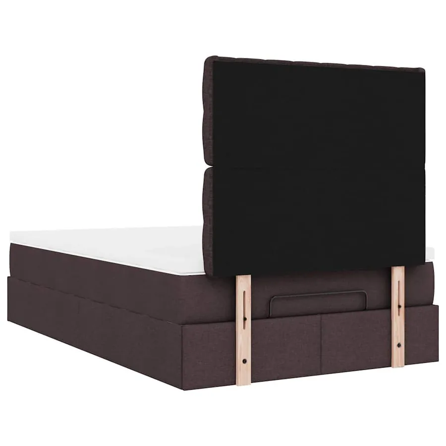 Cadre de lit ottoman avec matelas marron foncé 120x190 cm tissu - 12