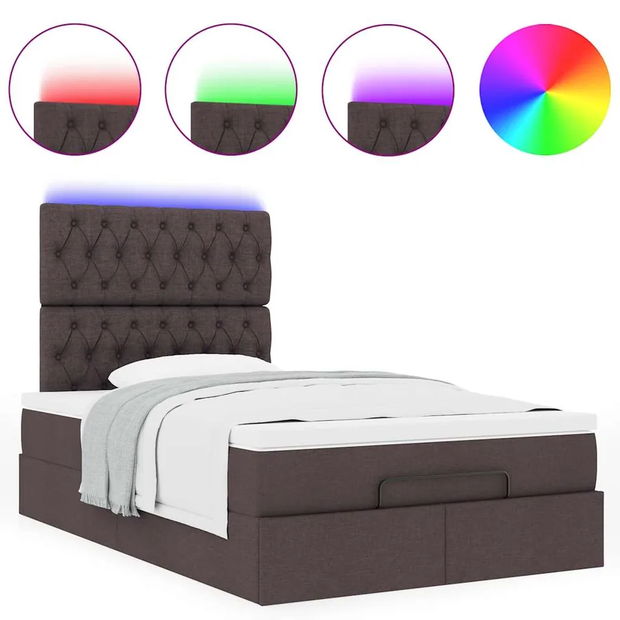 Cadre de lit ottoman avec matelas marron foncé 120x190 cm tissu - 5