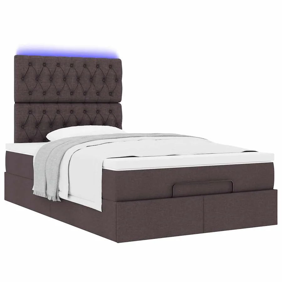 Cadre de lit ottoman avec matelas marron foncé 120x190 cm tissu - 6