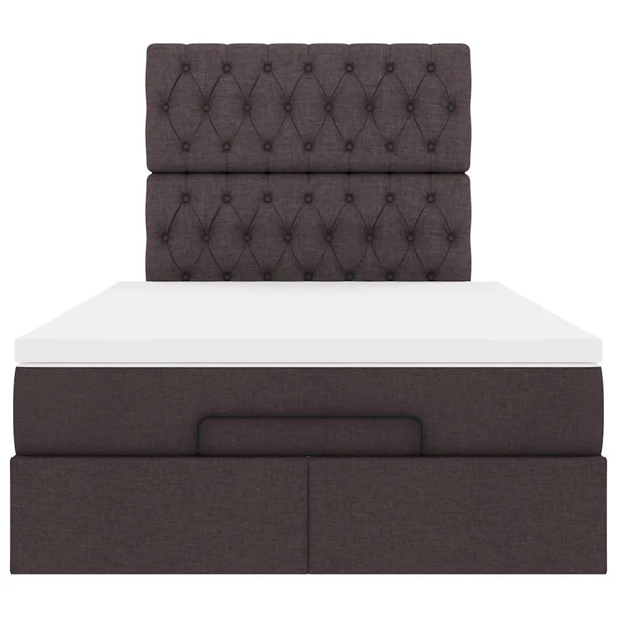 Cadre de lit ottoman avec matelas marron foncé 120x190 cm tissu - 8
