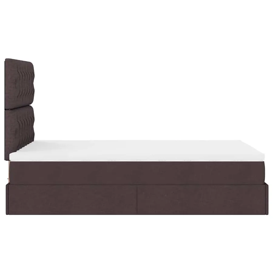 Cadre de lit ottoman avec matelas marron foncé 120x190 cm tissu - 10