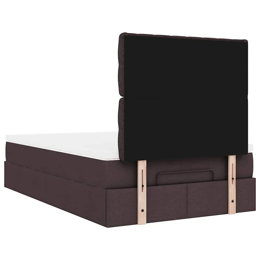 Cadre de lit ottoman avec matelas marron foncé 120x190 cm tissu - 11