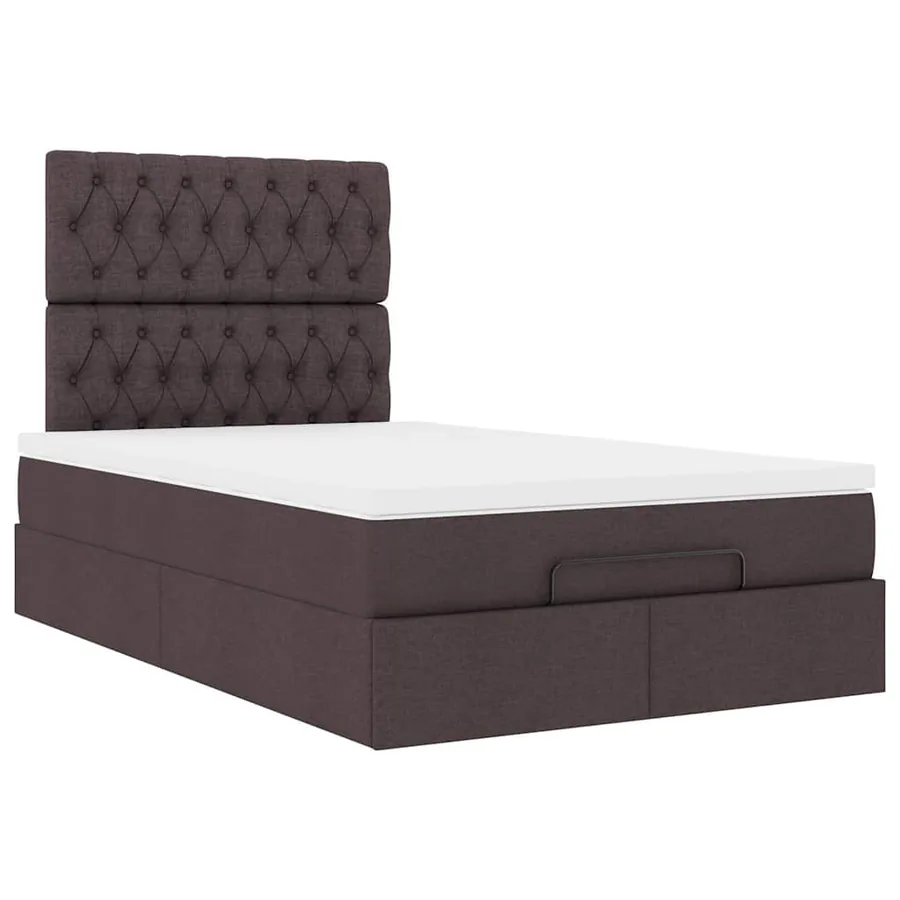 Cadre de lit ottoman avec matelas marron foncé 120x190 cm tissu - 4