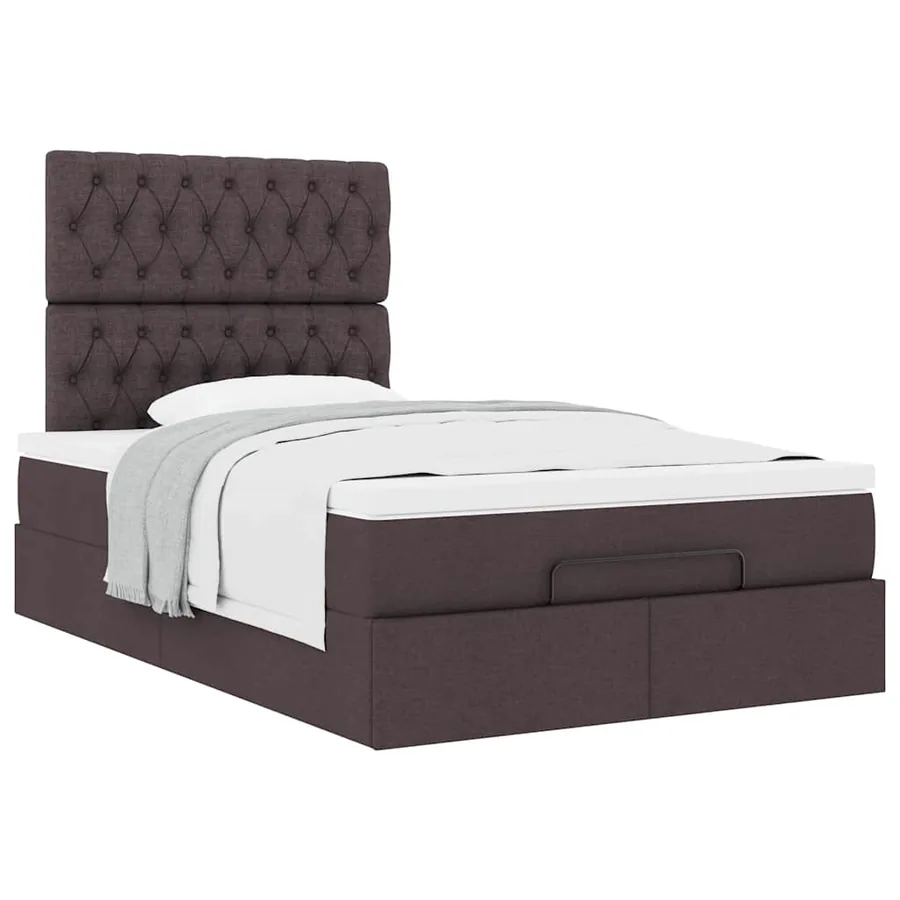 Cadre de lit ottoman avec matelas marron foncé 120x190 cm tissu - 6