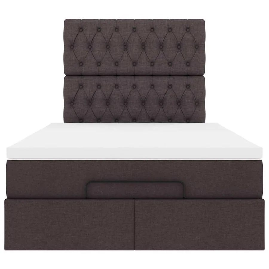 Cadre de lit ottoman avec matelas marron foncé 120x190 cm tissu - 7