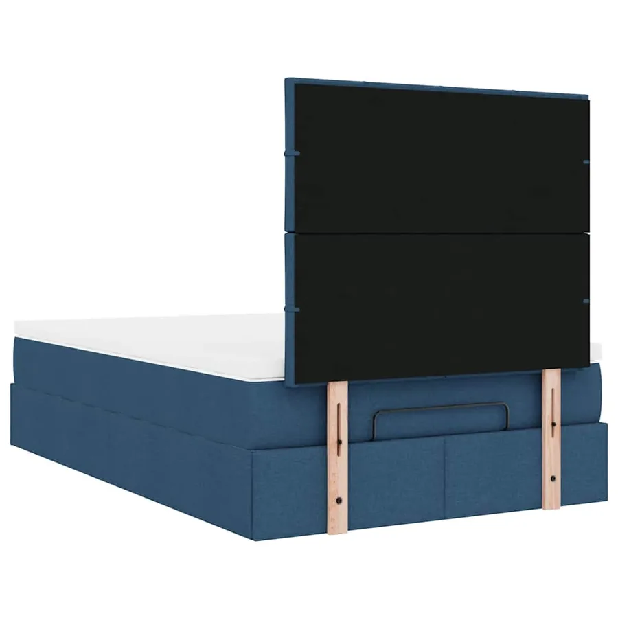 Cadre de lit ottoman avec matelas bleu 120x190 cm tissu - 12