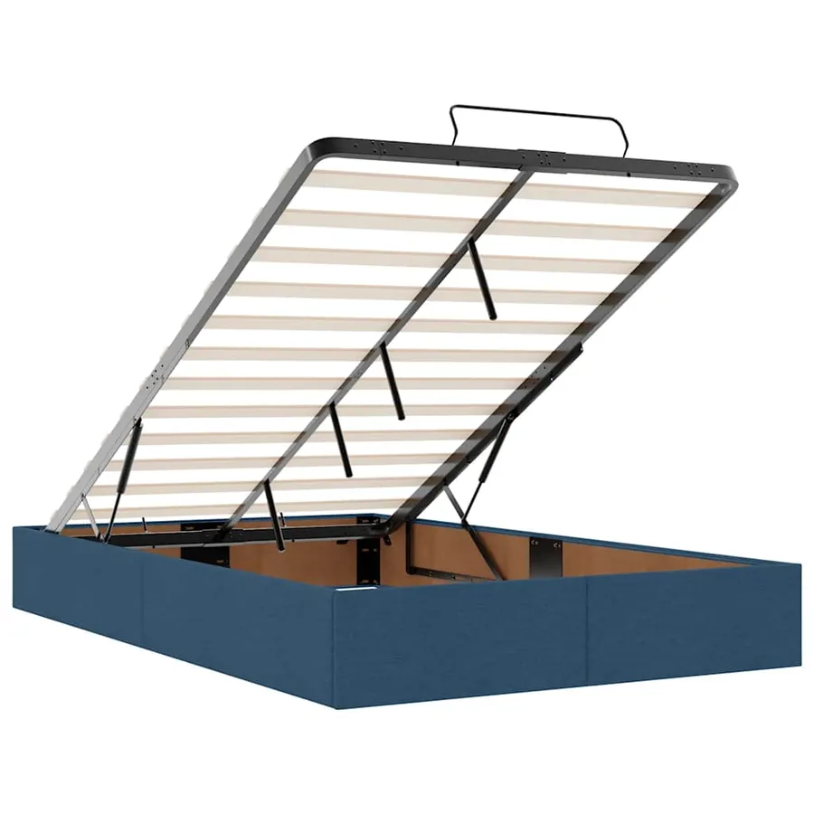 Cadre de lit ottoman avec matelas bleu 120x190 cm tissu - 13