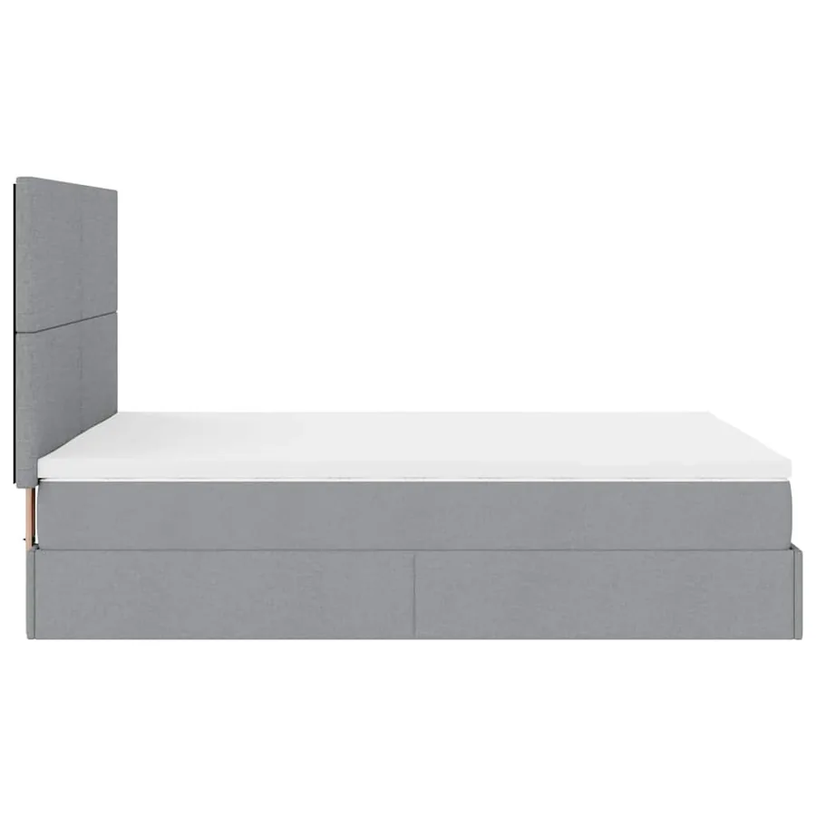 Cadre de lit ottoman et matelas gris clair 140x200 cm tissu - 10