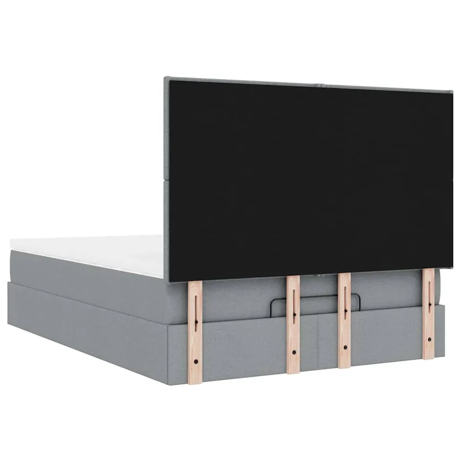 Cadre de lit ottoman et matelas gris clair 140x200 cm tissu - 11