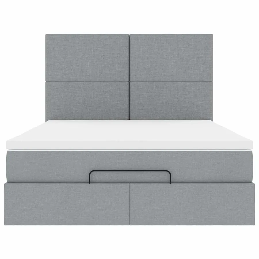Cadre de lit ottoman et matelas gris clair 140x200 cm tissu - 7