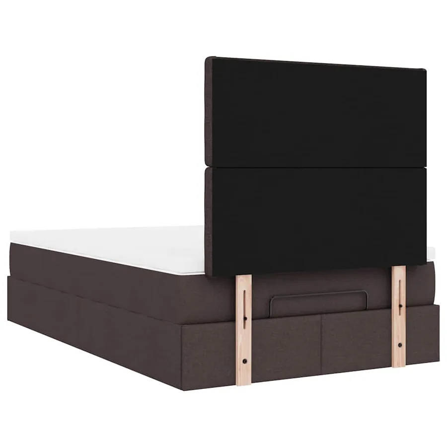 Cadre de lit ottoman avec matelas marron foncé 120x190 cm tissu - 12