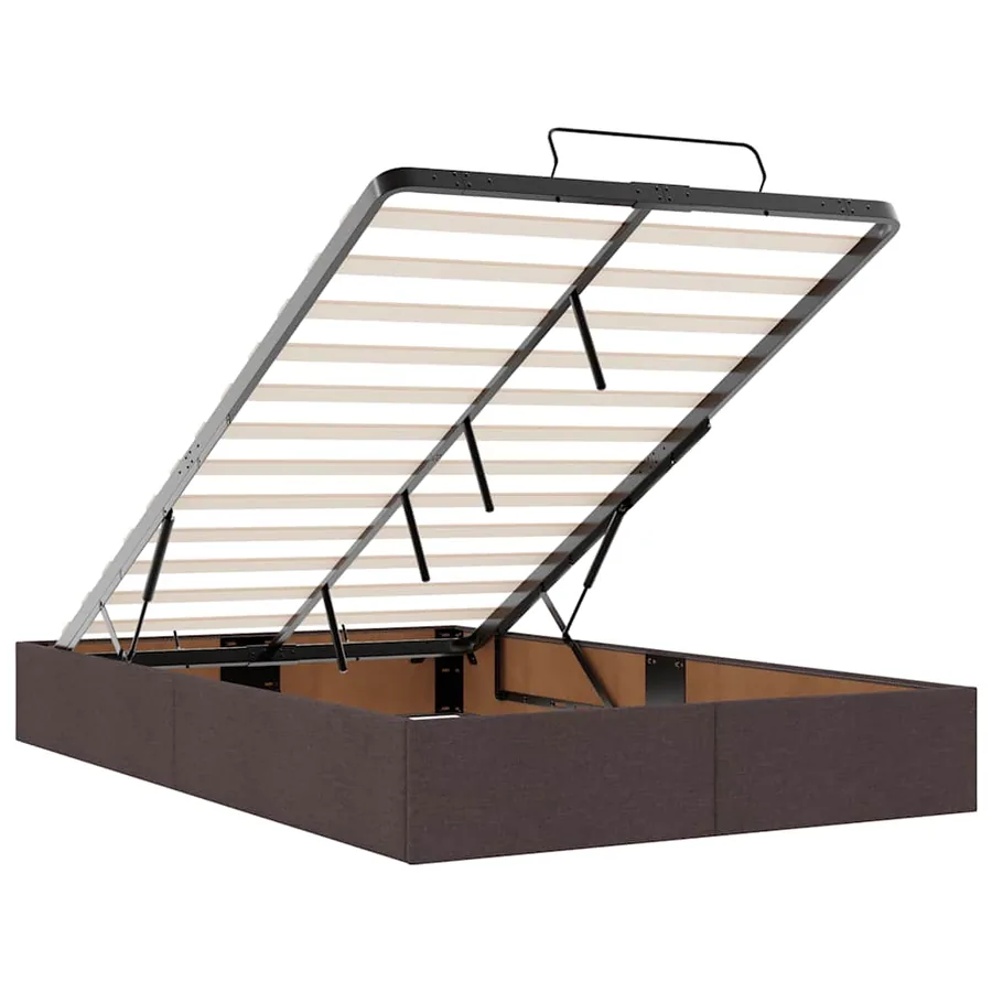 Cadre de lit ottoman avec matelas marron foncé 120x190 cm tissu - 13