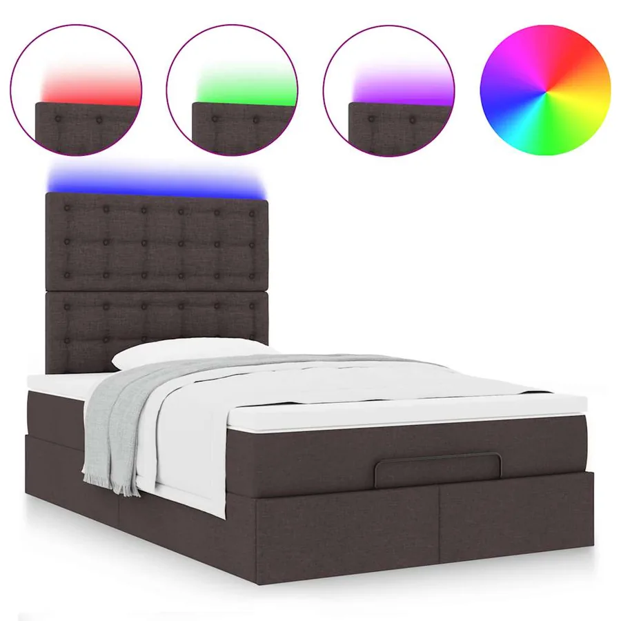 Cadre de lit ottoman avec matelas marron foncé 120x190 cm tissu - 5