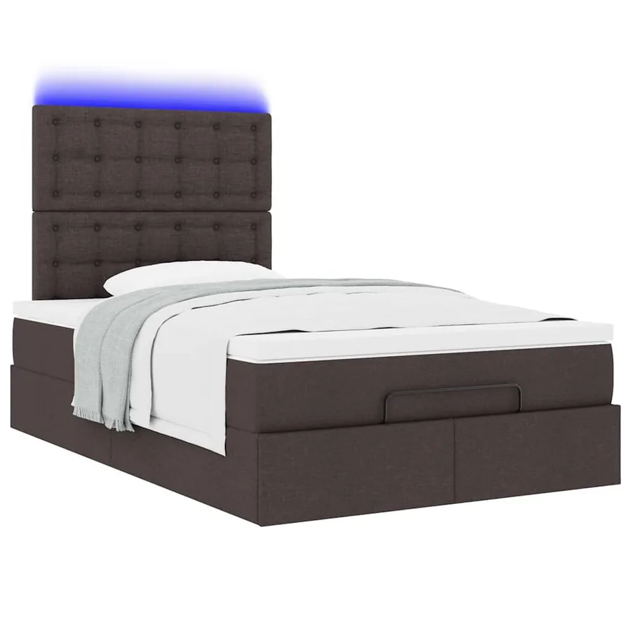 Cadre de lit ottoman avec matelas marron foncé 120x190 cm tissu - 6