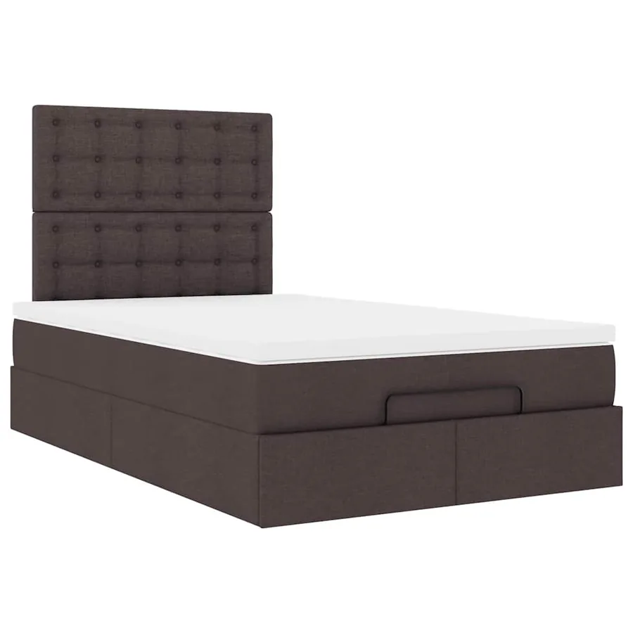 Cadre de lit ottoman avec matelas marron foncé 120x190 cm tissu - 7