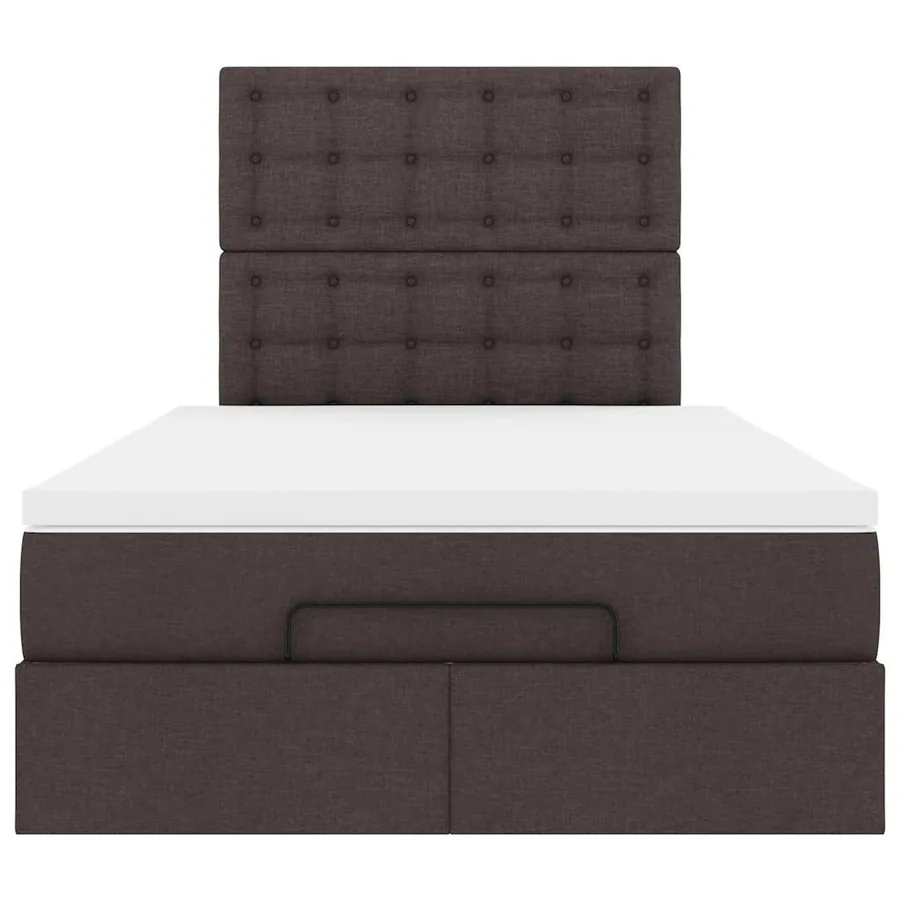 Cadre de lit ottoman avec matelas marron foncé 120x190 cm tissu - 8