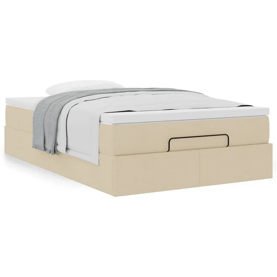 Cadre de lit ottoman avec matelas crème 120x190 cm tissu - 4