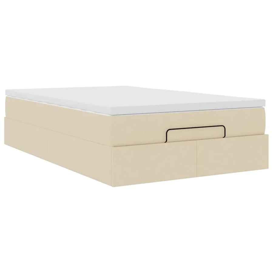 Cadre de lit ottoman avec matelas crème 120x190 cm tissu - 6