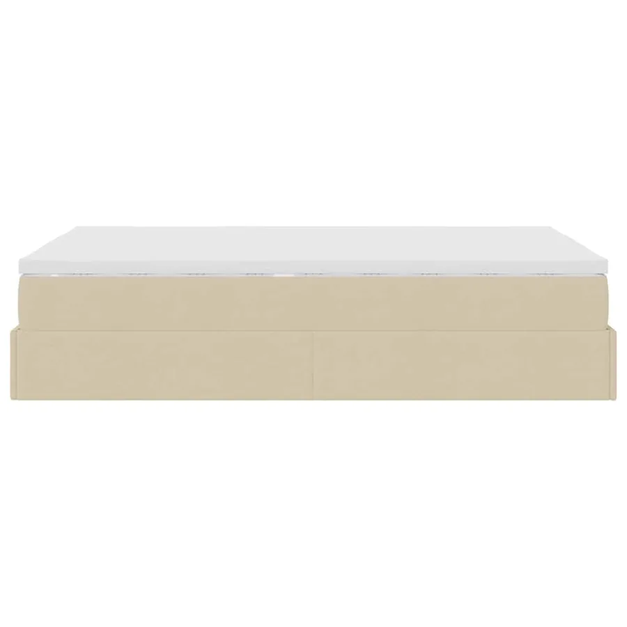 Cadre de lit ottoman avec matelas crème 120x190 cm tissu - 9