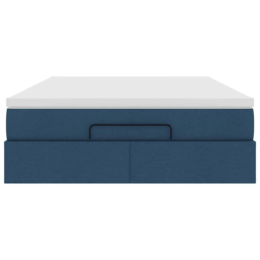 Cadre de lit ottoman avec matelas bleu 140x200 cm tissu - 8