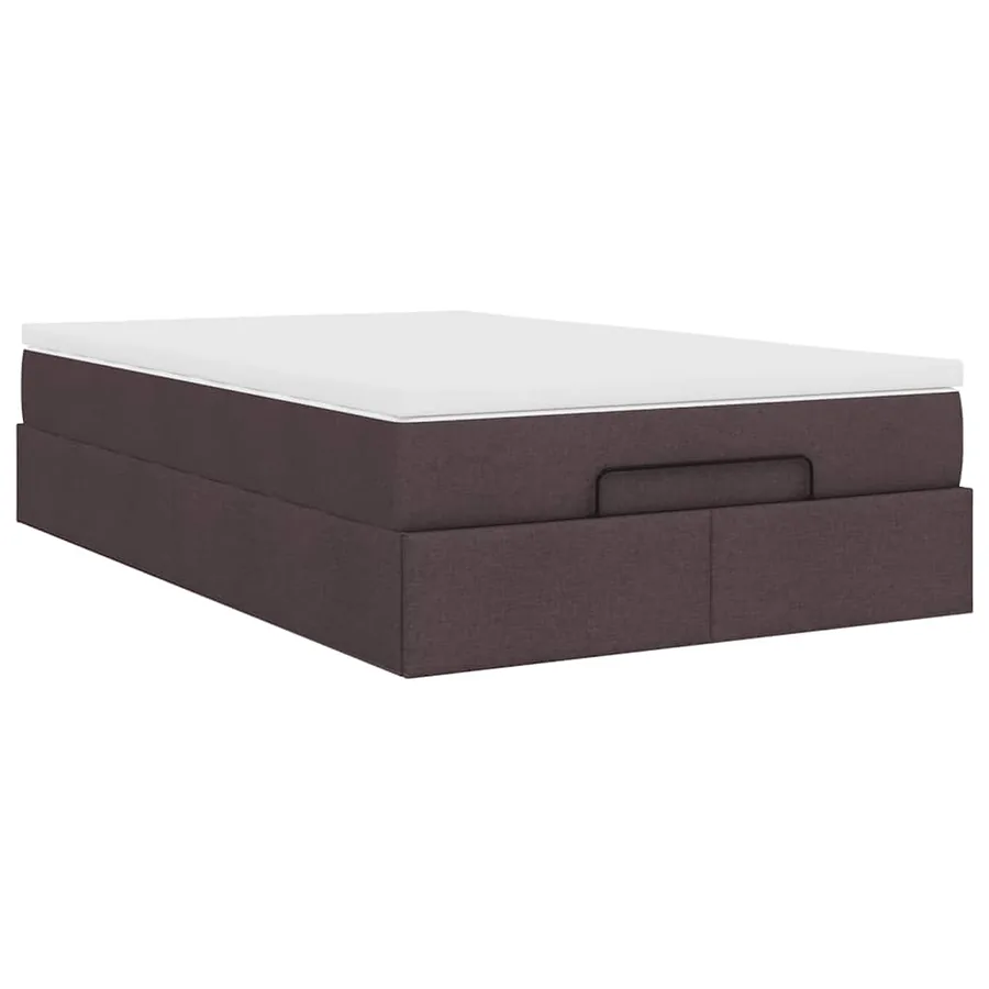 Cadre de lit ottoman avec matelas marron foncé 120x190 cm tissu - 10