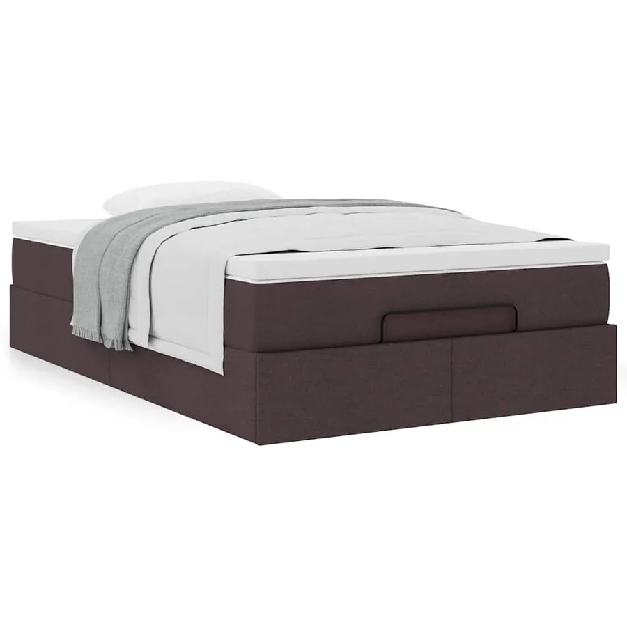 Cadre de lit ottoman avec matelas marron foncé 120x190 cm tissu - 4