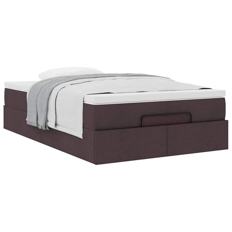 Cadre de lit ottoman avec matelas marron foncé 120x190 cm tissu - 5