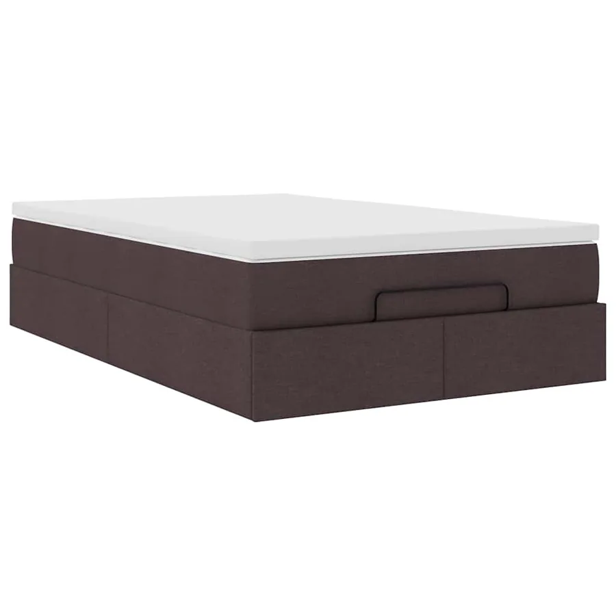 Cadre de lit ottoman avec matelas marron foncé 120x190 cm tissu - 6