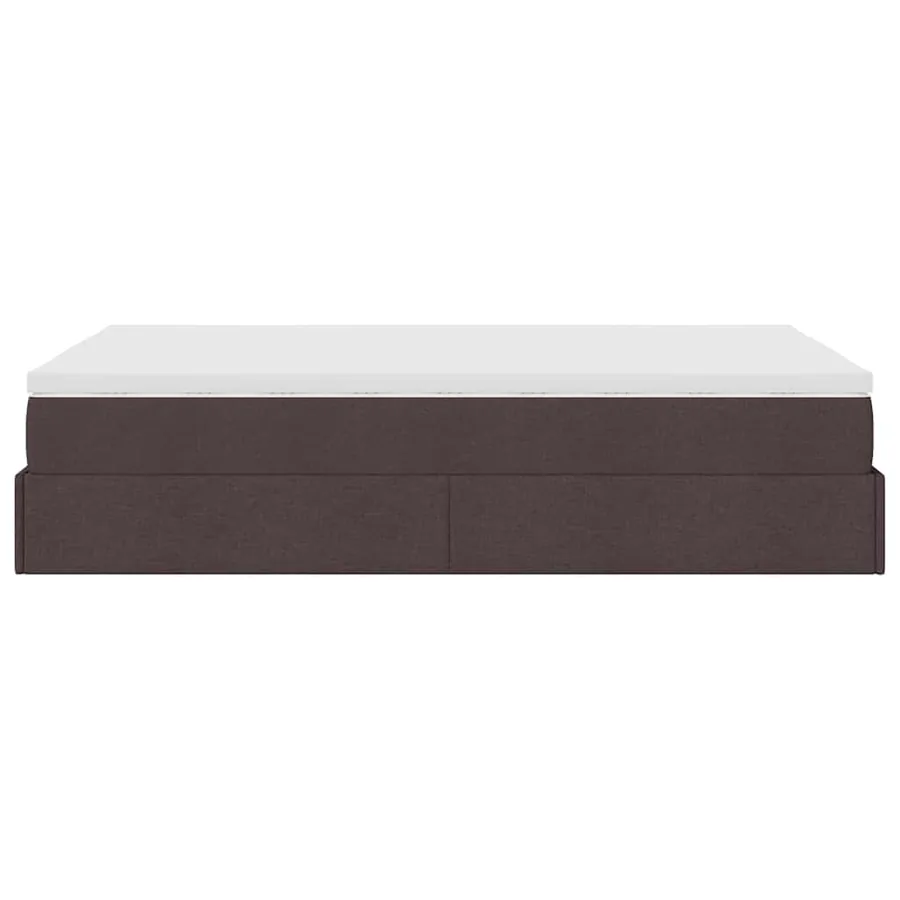 Cadre de lit ottoman avec matelas marron foncé 120x190 cm tissu - 9