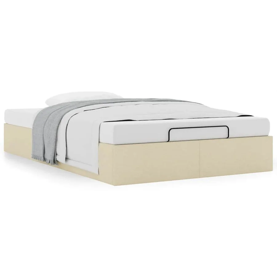 Cadre de lit ottoman sans matelas crème 120x190 cm tissu - 4