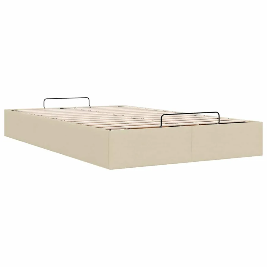 Cadre de lit ottoman sans matelas crème 120x190 cm tissu - 9