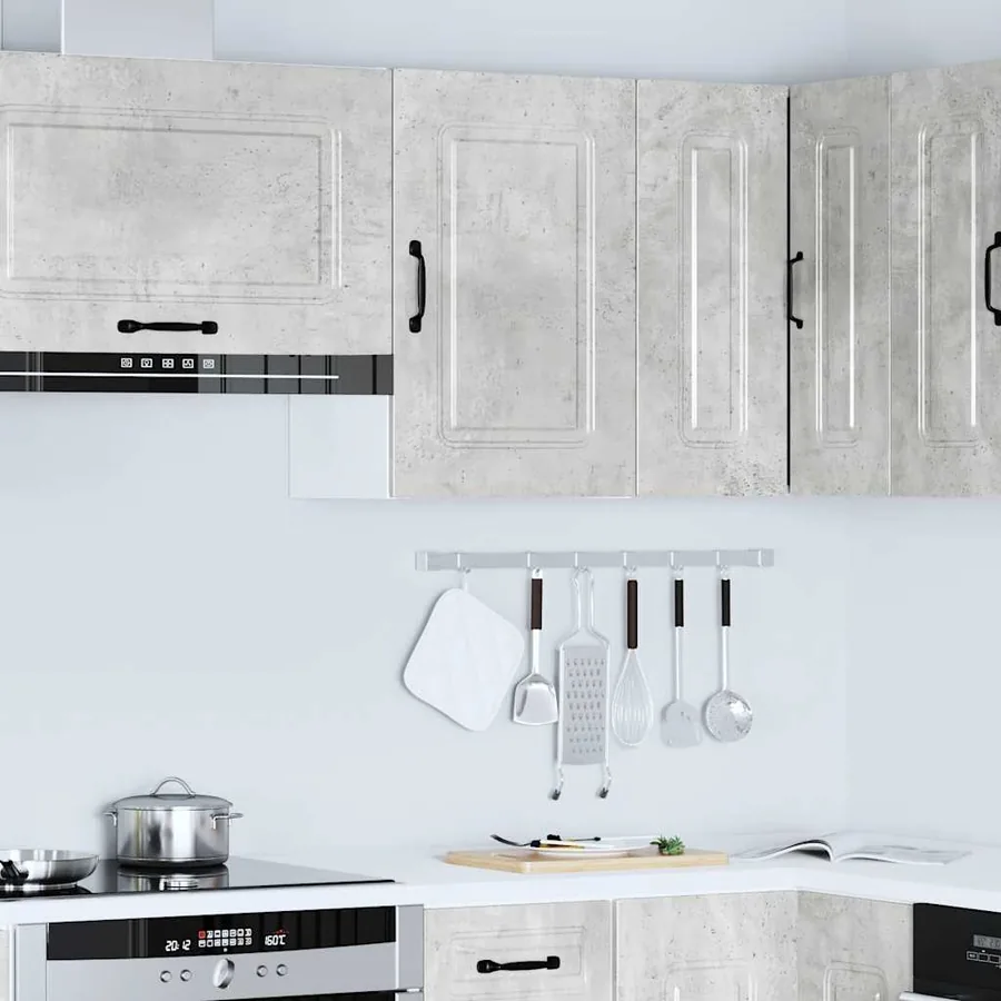 Armoire murale de cuisine Kalmar gris béton bois d'ingénierie - 4
