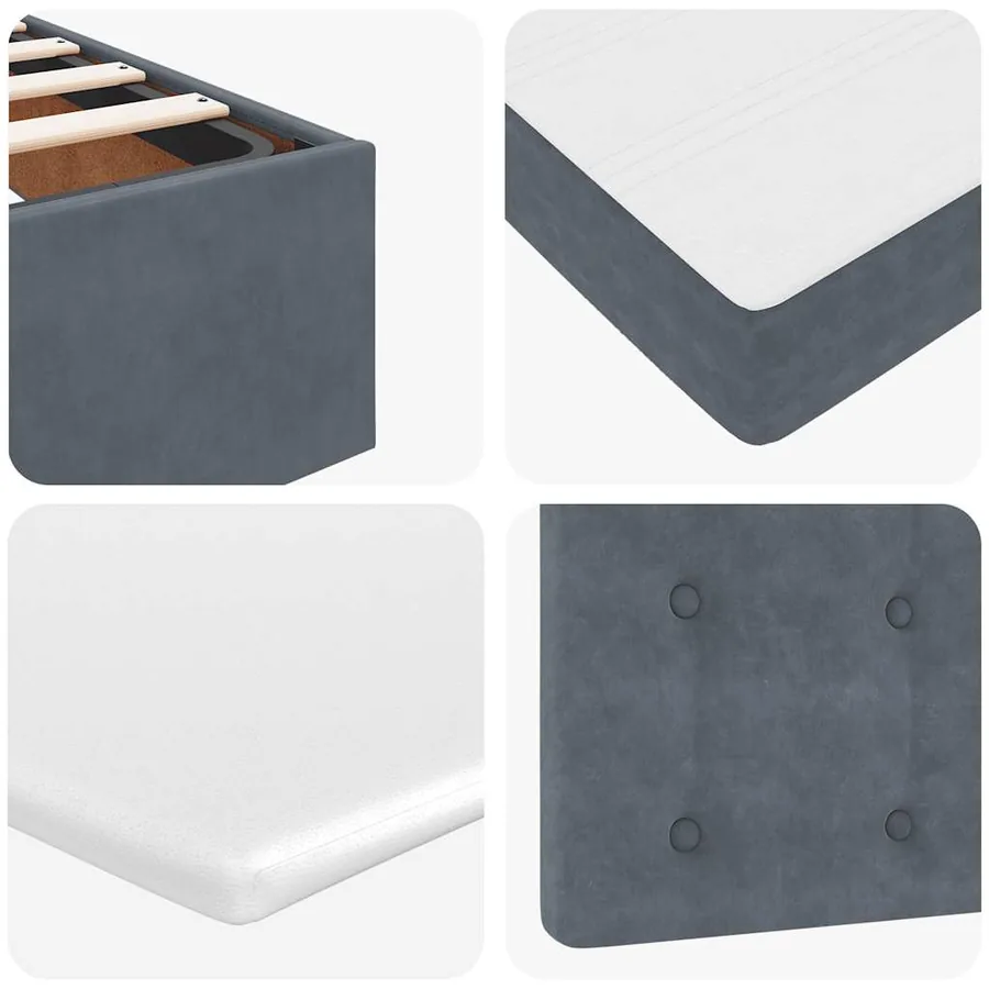 Cadre de lit ottoman et matelas gris foncé 120x200 cm velours - 15