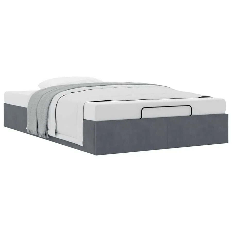 Cadre de lit ottoman sans matelas gris foncé 120x200 cm velours - 5