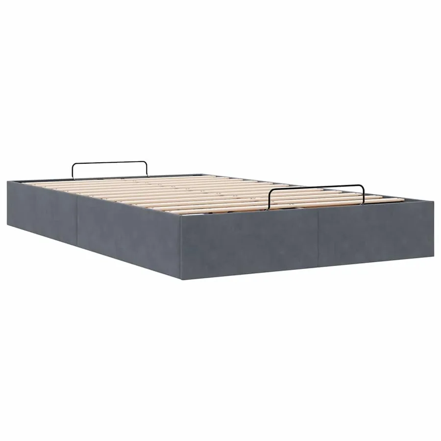 Cadre de lit ottoman sans matelas gris foncé 120x200 cm velours - 6