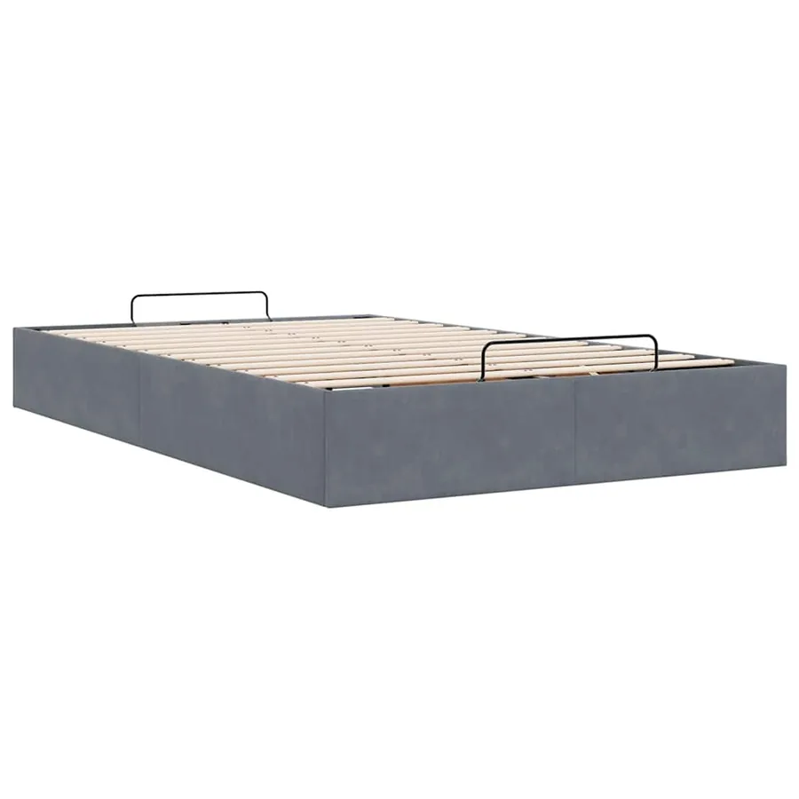 Cadre de lit ottoman sans matelas gris foncé 120x200 cm velours - 9