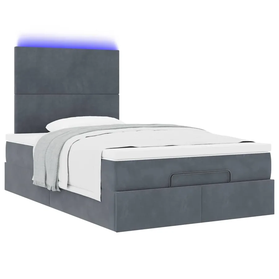 Cadre de lit ottoman et matelas gris foncé 120x200 cm velours - 6