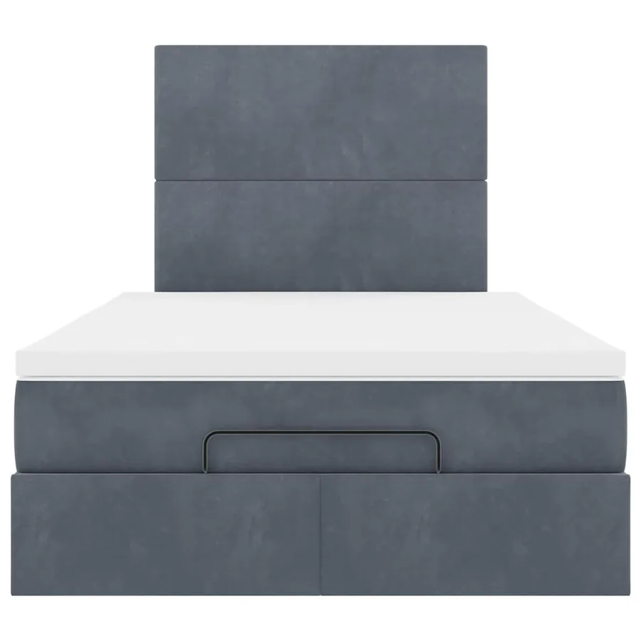 Cadre de lit ottoman et matelas gris foncé 120x200 cm velours - 8