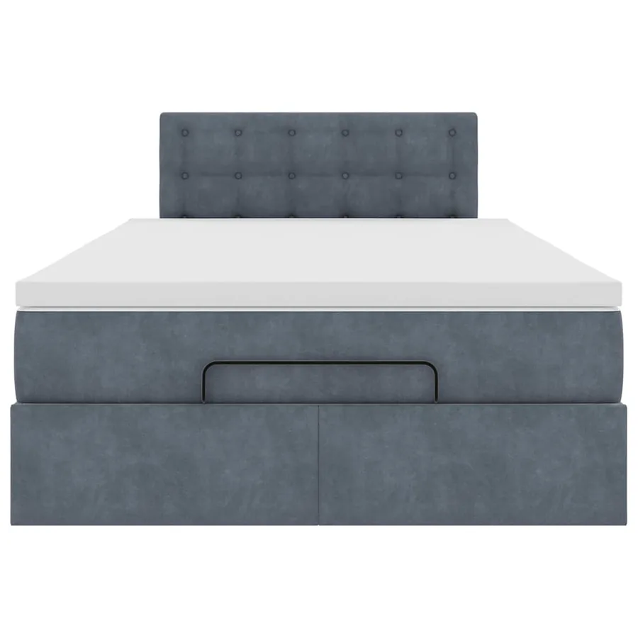 Cadre de lit ottoman et matelas gris foncé 120x200 cm velours - 7