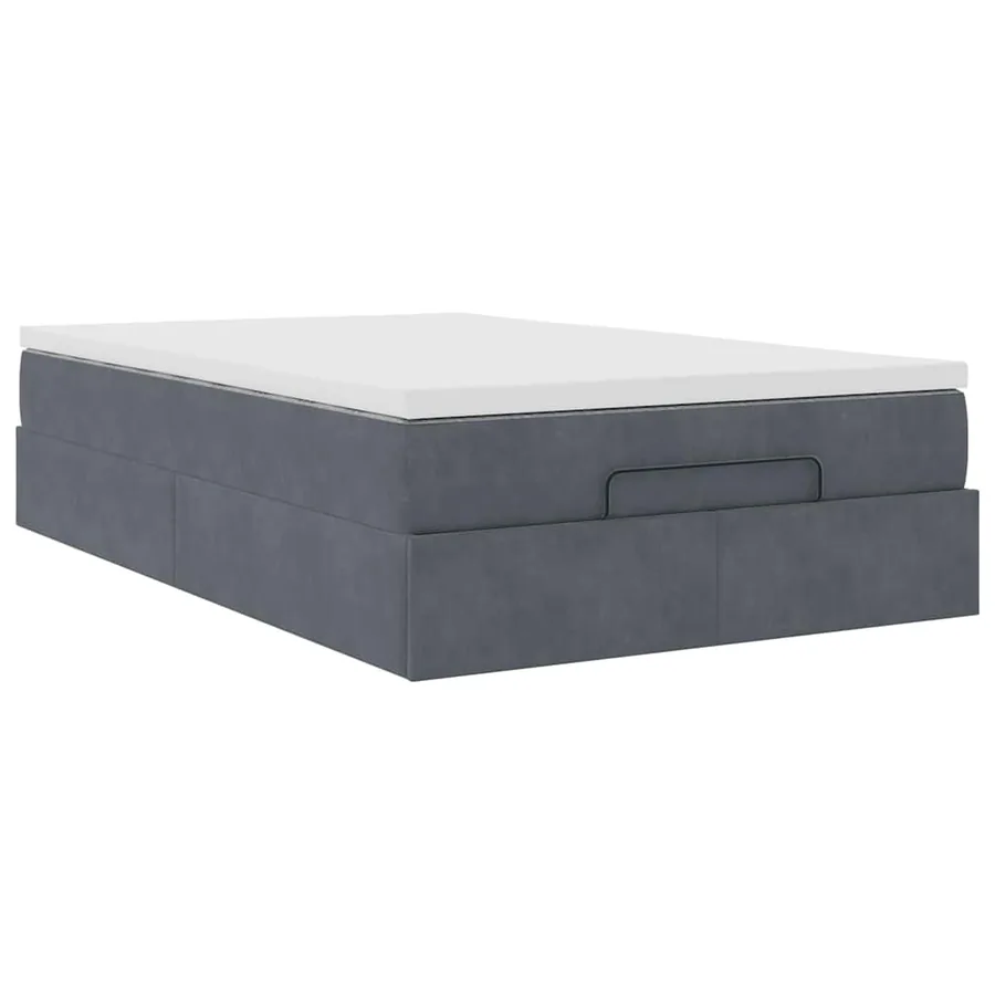 Cadre de lit ottoman et matelas gris foncé 120x200 cm velours - 5