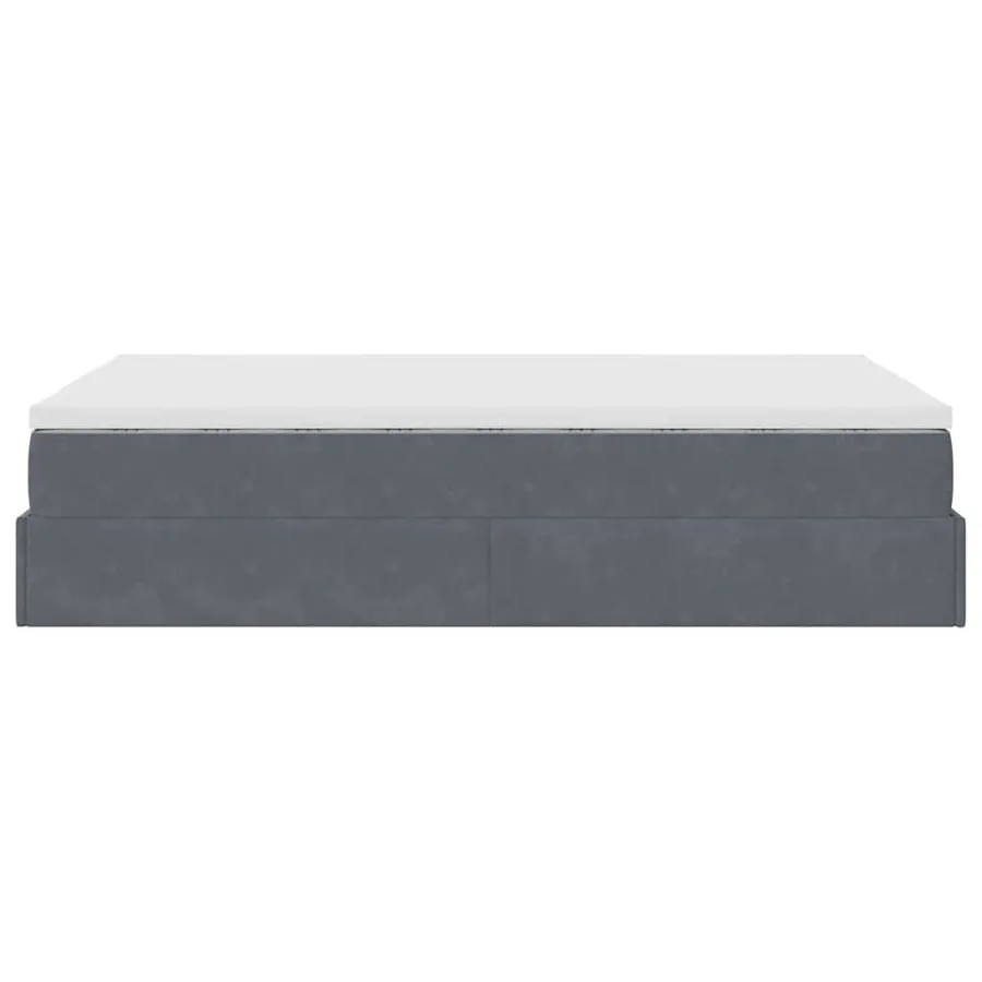 Cadre de lit ottoman et matelas gris foncé 120x200 cm velours - 8