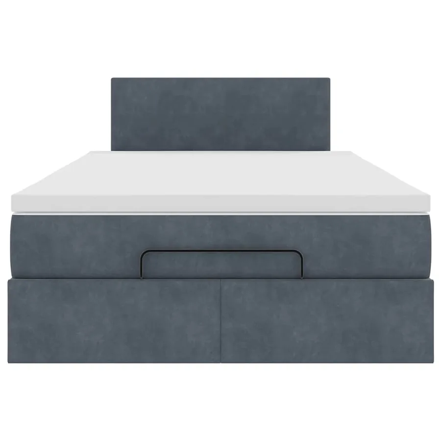 Cadre de lit ottoman et matelas gris foncé 120x200 cm velours - 7
