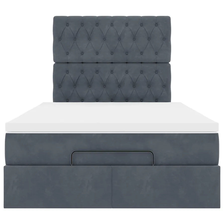 Cadre de lit ottoman et matelas gris foncé 120x200 cm velours - 7