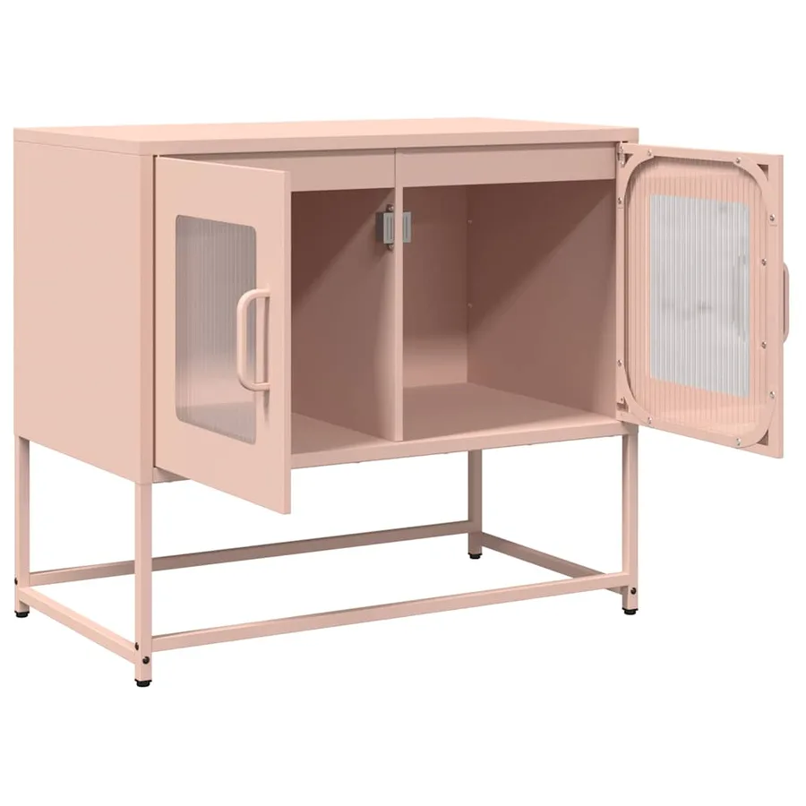 Meuble TV rose 68x39x60,5 cm acier laminé à froid - 5