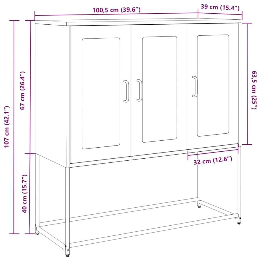 Buffet blanc 100,5x39x107 cm acier laminé à froid - 13