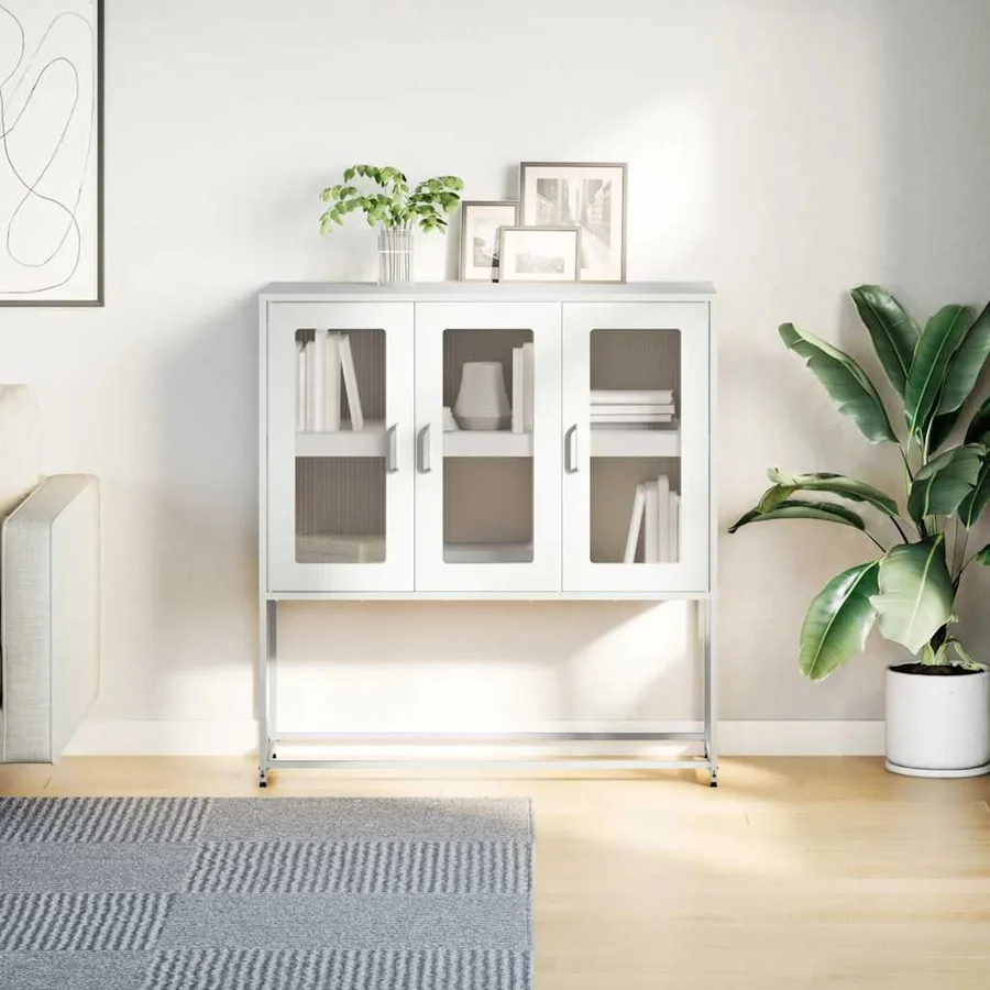 Buffet blanc 100,5x39x107 cm acier laminé à froid - 3