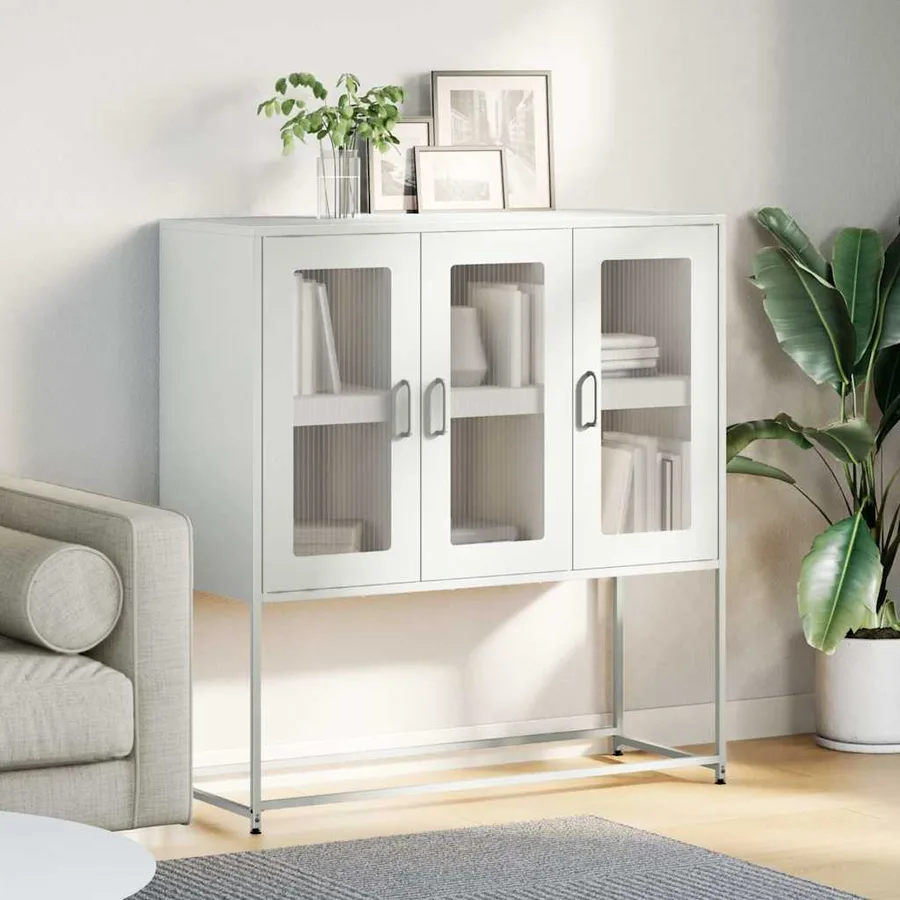 Buffet blanc 100,5x39x107 cm acier laminé à froid - 4