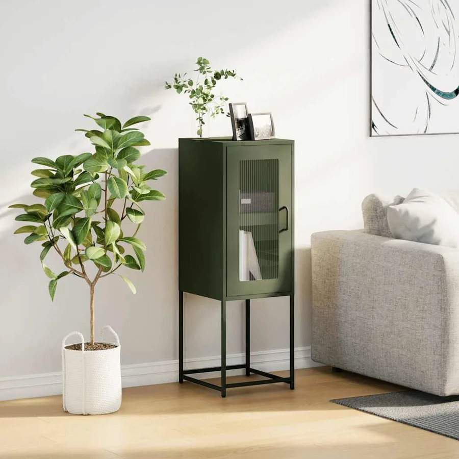 Buffet vert olive 36x39x107 cm acier laminé à froid - 3